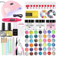 Set de Polvo de Resina Explosions, Herramientas de Manicura, Lámpara UV, Gel Acrílico, Polvo de Purpurina, Set de Joyería con Diamantes de Imitación