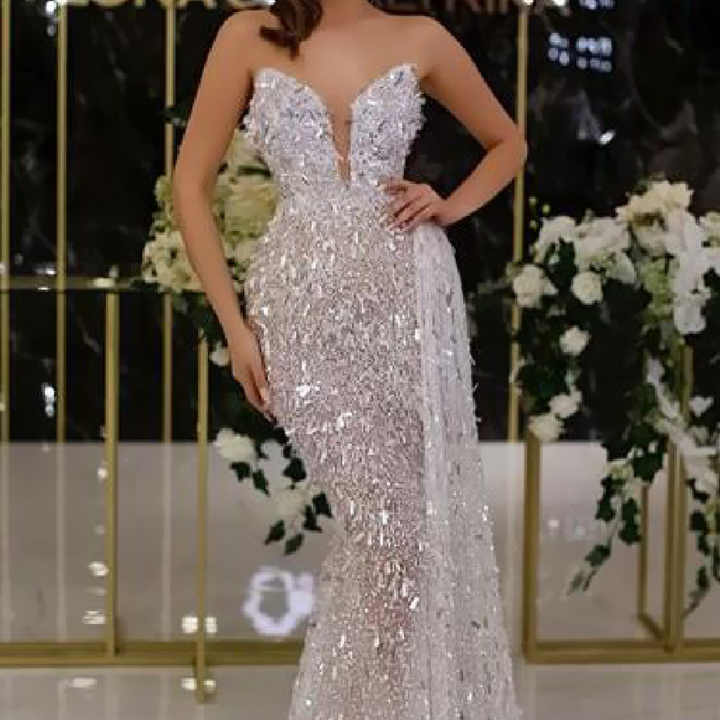 green emerald velvet dress Rose Gold Sequins Wedding Dresses Tassel Fashion V-Neck A Line Bridal Gowns  ZW750 - main image 0