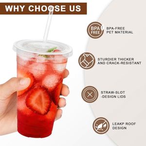 Couvre-boîtes plats de 12 oz, gobelets jetables avec couvercles pour café glacé, smoothie, Slurpee ou toute boisson froide - Product Image 3