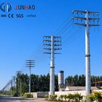 Poteau utilitaire en acier galvanisé à chaud, poteau électrique, poteau de distribution pour ligne aérienne, projet de réseau haute tension