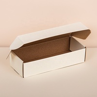 Boîte d'expédition en carton ondulé recyclable haut de gamme, personnalisée, blanche, avec doublure en kraft, format long, pour emballage d'accessoires cosmétiques