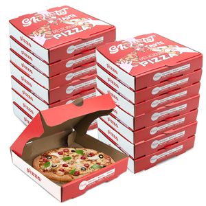 Logotipo de impresión personalizado Pizzas 8 9 10 11 12 14 pulgadas cajas de pizza tablero corrugado pizza cartón para llevar caja de embalaje - Product Image 1