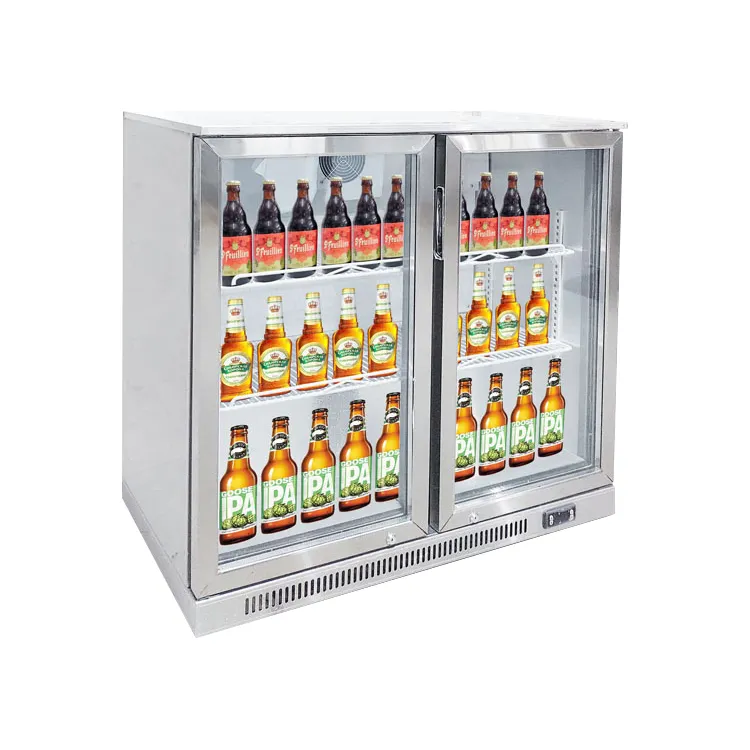 Hotel Mini Bar Frigorífico 220L Voltar Bar Refrigerador Dobradiça De Vidro Porta Drink Display Built-In Beer Frigorífico