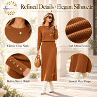 Ensembles de jupes 2 pièces pour femmes, robe pull à manches longues pour l'automne, robe midi en tricot décontractée, tenues de voyage, vêtements d'hiver
