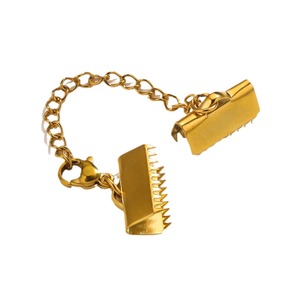 Ribbon Cord End Clasp | 18K PVD Stainless Steel Clamp with <b>Chain</b> <b>Extender</b> for DIY Bracelet Necklace Making Accessories - Product Image 5