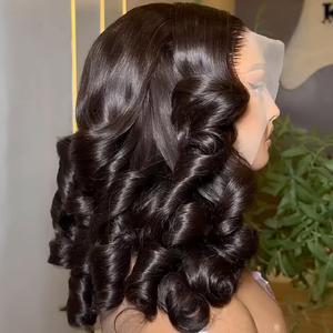 วิกผมแท้แบบไม่ต้องใช้กาว ความหนาแน่น 400 แบบลอนเด้งดึ๋ง วิกผมลูกไม้ HD สำหรับผู้หญิง แบบ <span class=keywords><strong>Super</strong></span> Double Drawn 13x6/13x4 - Product Image 1