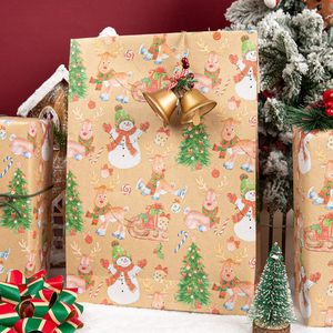 Christmas Wrapping Paper Kraft Reindeer Snowman Tree 17 In X 32.8 Ft Holiday Gift <b>Wrap</b> - Product Image 3