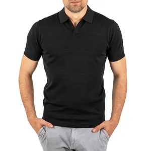 2024 yaz yeni tasarım yumuşak örme Polo T Shirt düz özel erkek 30% ipek % 70% pamuk kısa kollu Polo GÖMLEK