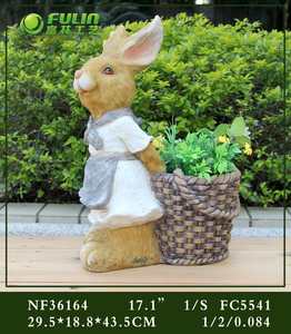 Pot de fleurs en résine <span class=keywords><strong>lapin</strong></span> de Pâques grandeur nature 16 pouces, statue de <span class=keywords><strong>lapin</strong></span> de dessin animé, jardinière animale pour ferme, parc, maison, décorations - Product Image 4