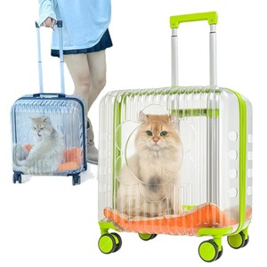 Pet Carrier Transparent <b>PC</b> Soft-Sided For Cats And Dogs With <b>Wheels</b> Foldable Breathable Travel Use - Product Image 5