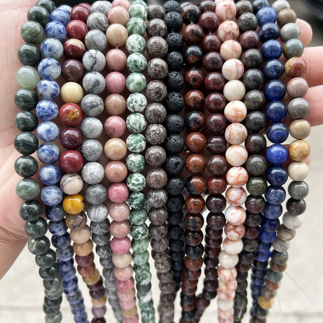 Perles de pierres précieuses naturelles 4mm 6mm 8mm 10mm 12mm Perles d'espacement rondes en vrac pour la fabrication de bijoux à bricoler soi-même