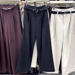 กางเกงสูทของผู้หญิงกางเกงขากว้างของผู้หญิงกางเกงสำหรับใส่ในสำนักงานขาตรงเอวสูงสง่างาม - Product Image 6