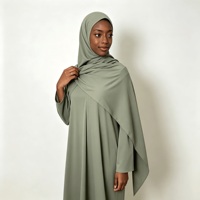 Ensemble Abaya Sauge pour Femme – Tenue Moderne Minimaliste et Pudique – Vêtement Musulman Islamique Longueur Ras du Sol