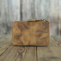 Porte-monnaie en cuir rétro Al1005 Crazy Horse, design personnalisé en gros, fermeture éclair, porte-clés, mini portefeuille unisexe, mignon, luxe