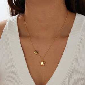 Star Necklace Gold Plated Stainless Steel Five Pointed Pendant Clavicle Chain Short For Women Daily Wear Gift - Product Image 2