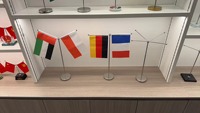 Drapeaux de table de bureau en plastique noir personnalisés pour tous les pays, 8x5 pieds, avec mât et base