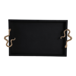 Vassoio Decorativo con Manici a Forma di Serpente per Centrotavola, Vassoio Rettangolare Nero per Servire - Product Image 5