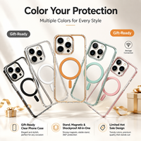 Étui avec béquille en TPU TPE PC de 2,5 mm pour iPhone 18 Pro 18 Pro Max, cadre d'objectif métallique rabattable, anneau magnétique intérieur bicolore, vente en gros