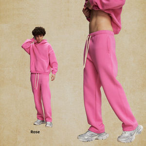 Joggers de pierna recta con forro <span class=keywords><strong>interior</strong></span> cepillado de cintura media para <span class=keywords><strong>hombre</strong></span>, pantalones informales térmicos de invierno, 350GSM - Product Image 3