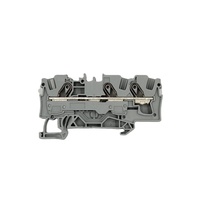 Morsetto a gabbia grigio a 3 conduttori con terminale passante, nuovo di zecca, originale tedesco, in stock, per guida DIN 6mm², modello 2006-1301