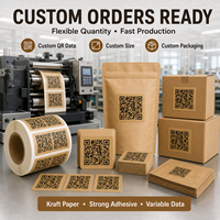 Autocollants en papier kraft avec code QR, logo personnalisé, finition mate, écologiques, autocollants adhésifs pour emballage, vente en gros