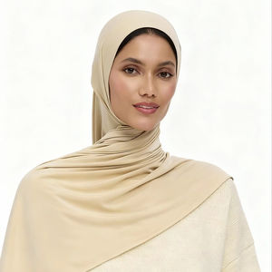 高品質カスタムロゴとカラーリキッドジャージースカーフ<span class=keywords><strong>Hijab</strong></span>クラウドジャージー良いステッチロール裾赤ちゃんニートステッチ - Product Image 1