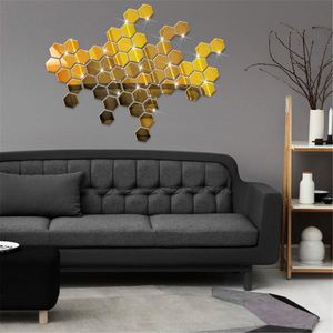 Lot de 12 autocollants muraux 3D effet miroir, décorations hexagonales DIY amovibles pour salon, ornements artistiques pour la maison - Product Image 2