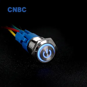 IP67 Waterproof 16mm Diameter Reset On Off 1NO1NC Momentary Metal Push Button Switch 220v With Power Symbol