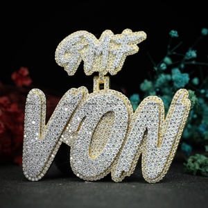 Pendentif Hip Hop personnalisé en argent sterling 925, pendentifs avec testeur de diamant VVS Moissanite, pendentif avec nom en lettres Ice Out - Product Image 2