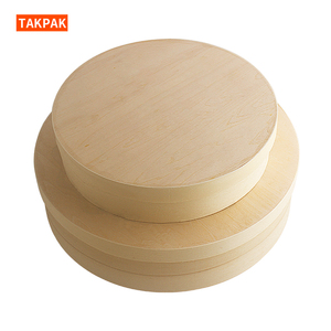 Biodegradable Disposable Wooden Round Cake Cheese Grazing Charcuterie Cheesecake Sushi Bakery Food Board Packaging Box