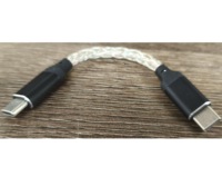 Câble audio court double Type C transparent, couleur mixte, plaqué argent, métal noir mat, pour lecteur Android, ordinateur portable, HiFi sans perte