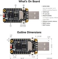 Aismartlink ESP32-S3 Papan Pengembangan AMOLED Layar Sentuh Kapasitif 1,47 inci Dual-core 240MHz 172x320 Tampilan Warna 262K LED RGB