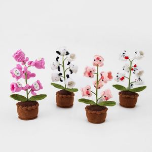 Handmade Crochet Potted Flowers Cartoon Animal Dolls Kitty Piggy Pacha LED Home Decorative <b>Ornament</b> for Halloween Graduation - Product Image 6