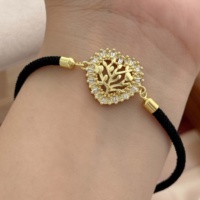 Bracelet en corde tressée RY Fashion plaqué cuivre or 18 carats en forme de cœur avec longueur réglable pour usage quotidien