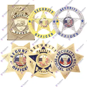 Groothandel Op Maat Gemaakte Gouden Metalen Ring Ster Particuliere Thuisland Security Star Bewaker Metalen Badges Beveiligingsmedewerker