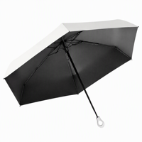 Parapluie à six baleines de la série Macaron, avec poignée à petite boucle annulaire, résistant aux intempéries, en caoutchouc noir, pare-soleil, 50 % de réduction