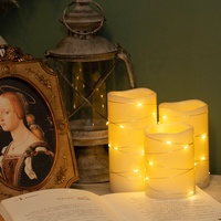 Vente flash : Guirlandes lumineuses personnalisées, lampes décoratives en cire véritable ivoire, ensemble de bougies LED