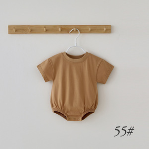 Romper de Bebé de Algodón Tejido con Hombros Caídos y Manga Corta Liso para Niñas al por Mayor - Product Image 6
