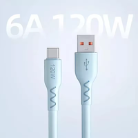 Color TPE Silicona 120W 6A Cable de datos de carga rápida USB Tipo C Cable de carga de datos rápidos para teléfono móvil