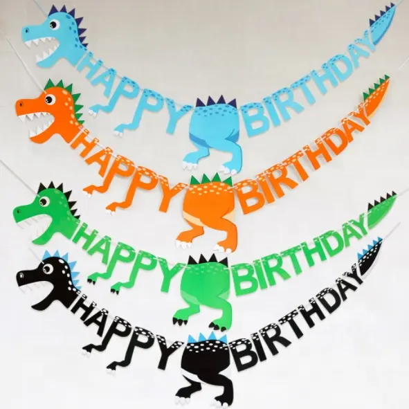 Баннер в виде динозавра на день рождения, бумажные подвесные праздничные флаги «сделай сам», декоративные гирлянды