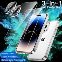 Étui robuste 5-en-1 pour iPhone 11/12/13/14/15/16/17/18 Pro Max 6,9'', avec 2x protection d'écran et d'objectif 9H, kit complet antichoc