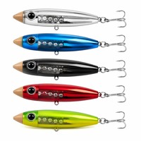 Leurre de pêche Bullet Pencil Popper avec billes sonores - Appât de surface Walk-The-Dog