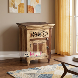 Modern Solid Wooden Bedside Nightstand Bedside <b>Table</b> Bedroom Living Room Furniture For Home Hotels Handmade <b>with</b> 1 <b>Drawer</b> - Product Image 3