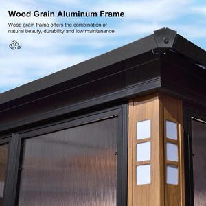 Gazebo Rectangular PURPLE LEAF <span class=keywords><strong>de</strong></span> 12' x 14' con Techo Doble, Ventanas Desmontables, Techo Rígido para Patio, Solárium <span class=keywords><strong>de</strong></span> HDPE para Exteriores - Product Image 5