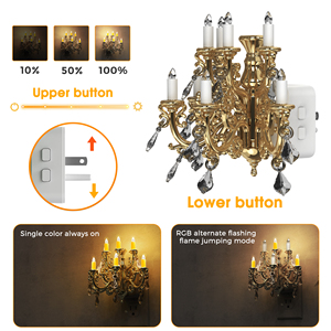 Lampada Notturna Decorativa ZHILAI Stile Lampadario, Dimmerabile LED con Sensore Crepuscolare, Lampada da Comodino <span class=keywords><strong>per</strong></span> Camera da Letto e Soggiorno - Product Image 3