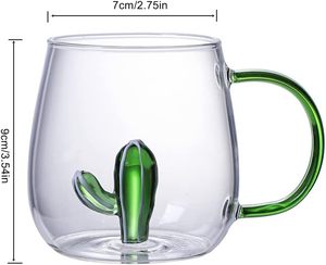 Carino tazza di ghiaccio tazza di succo di caffè con manico Coppe Creative di vetro borosilicato acqua con fiore di rosa 3D - Product Image 6