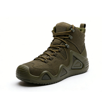 Bottes de combat tactiques imperméables en maille Oxford mi-mollet avec lacets, semelle extérieure en PU+caoutchouc et doublure en chaussettes