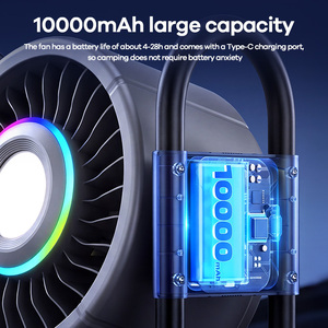 Ventilateur de <span class=keywords><strong>camping</strong></span> extérieur REMAX RS-ZF21 10000mAh avec lumière RGB fluo, oscillation automatique à 120 degrés et support trépied - Product Image 5