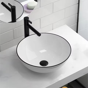<span class=keywords><strong>Lavabo</strong></span> de Cerámica Moderno y Minimalista para <span class=keywords><strong>Baño</strong></span>, de Lujo, Blanco con Borde Negro, <span class=keywords><strong>Lavabo</strong></span> Artístico para Montar en la <span class=keywords><strong>Encimera</strong></span>, para Hotel o Villa - Product Image 4