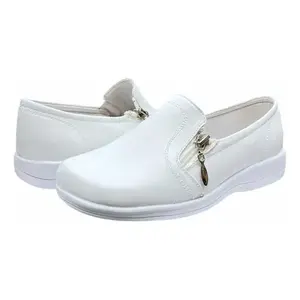 Scarpe Casual da Donna Angelina in Pelle Bianca, Modello Slip-On con Suola Ammortizzata per Camminare - Product Image 3